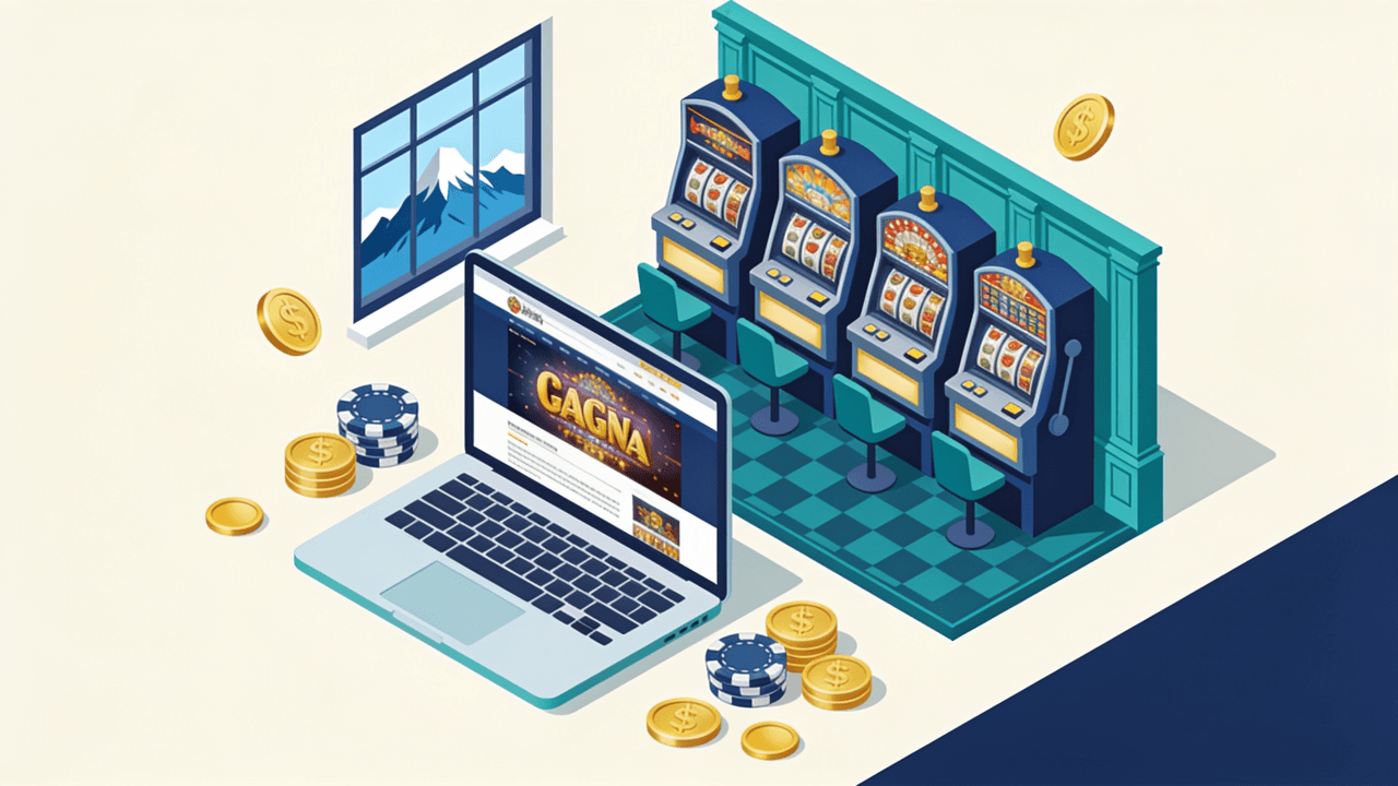 Ilustración de Casino Club Online: la plataforma de casino online de la cadena patagónica sobre un mapa de las provincias argentinas habilitadas